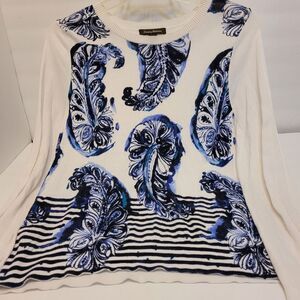 Tommy‎ Bahama, Women's White/Blue Paisley Sweater, Size M